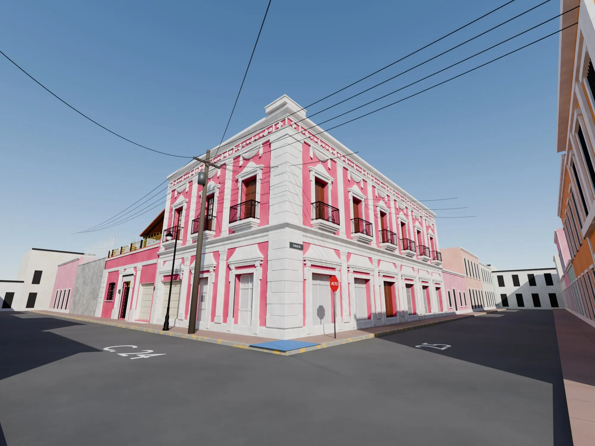 Render de Casa Estrella en la esquina de las calles 24 y 25